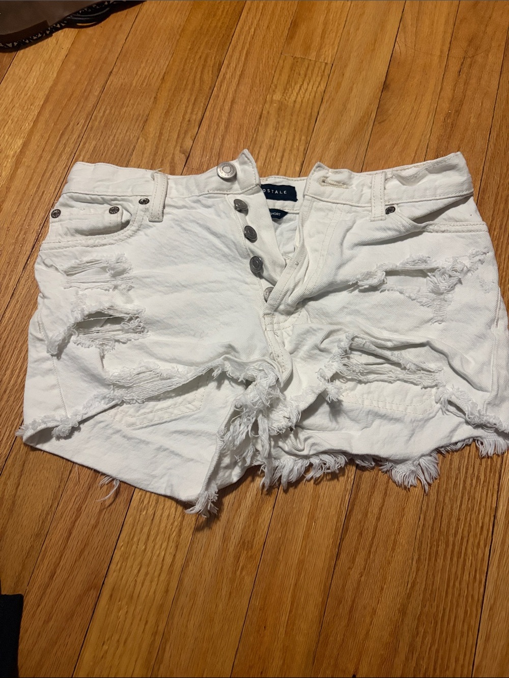 Aeropostale Distressed White Denim boyfriend shorts